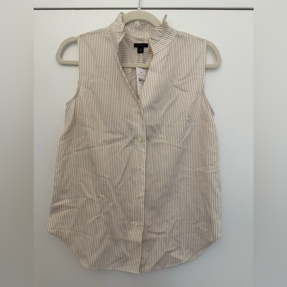 Ann Taylor Women's Cream Striped Blouse